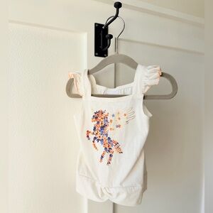 Little Lass Toddler Floral Unicorn Tank Top With Ruffle Sleeves